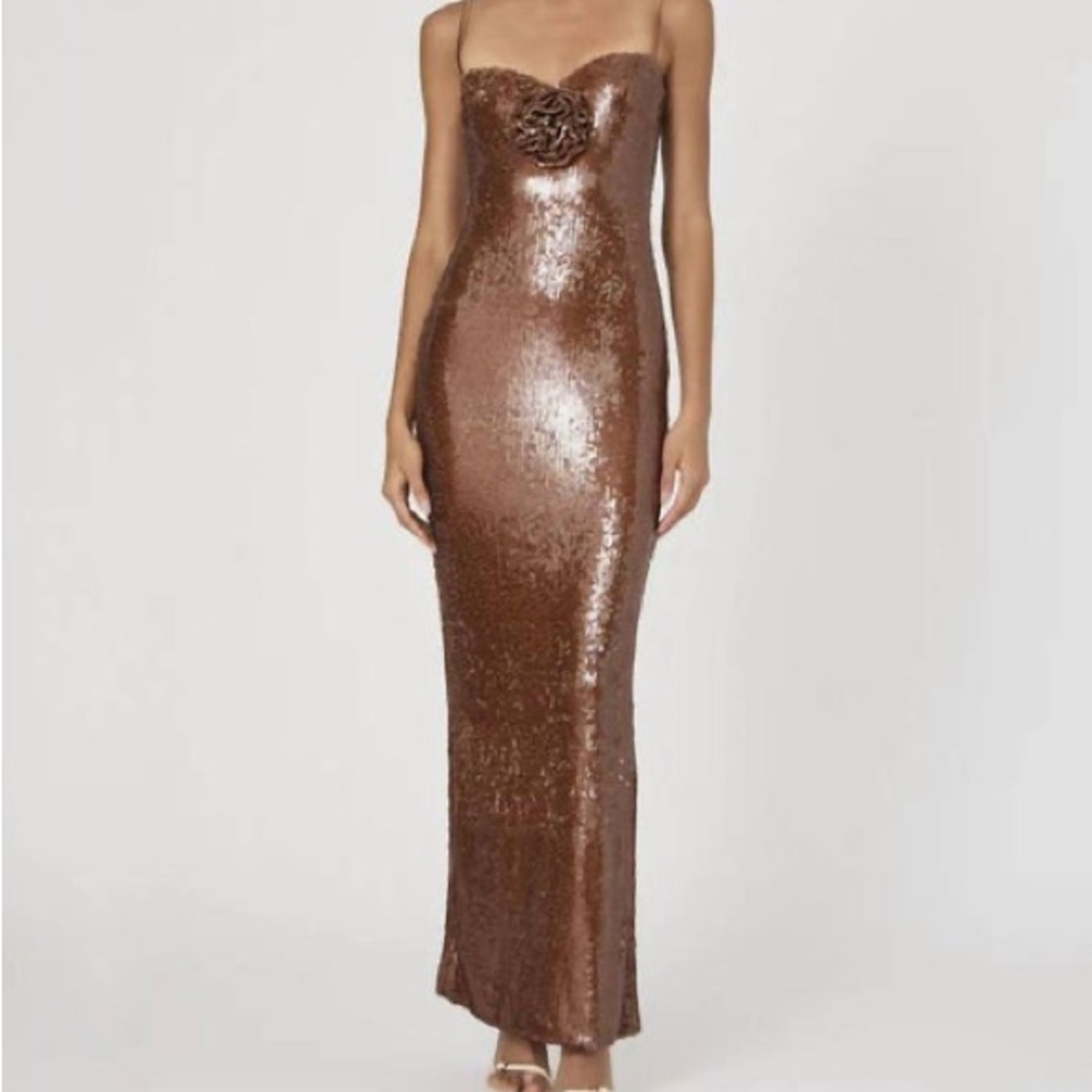 French Connection Beatrice Sequin Strappy Corsage Maxi Dress